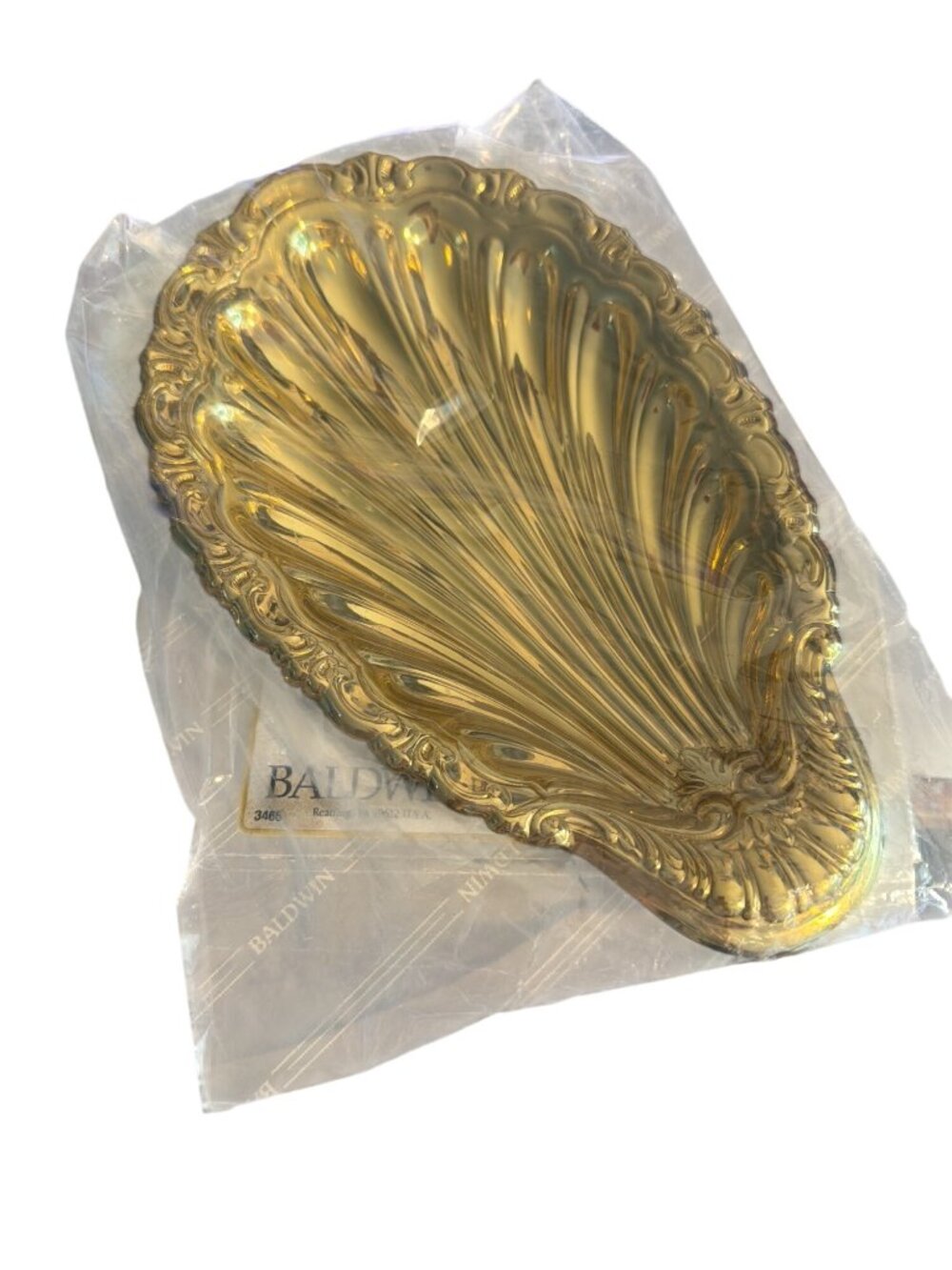 Vintage Baldwin Brass Scalloped Bon Bon Dish Gold Plated No. 7702.030 New Box